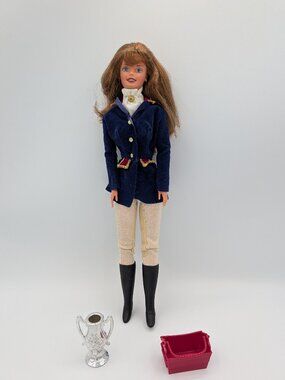 Vintage 90s Equestrian Riding Barbie Doll Blue Velvet Jacket